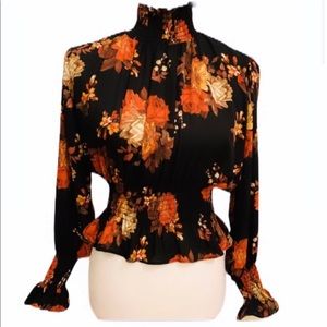 Shinestar Black and Flowery Blouse
